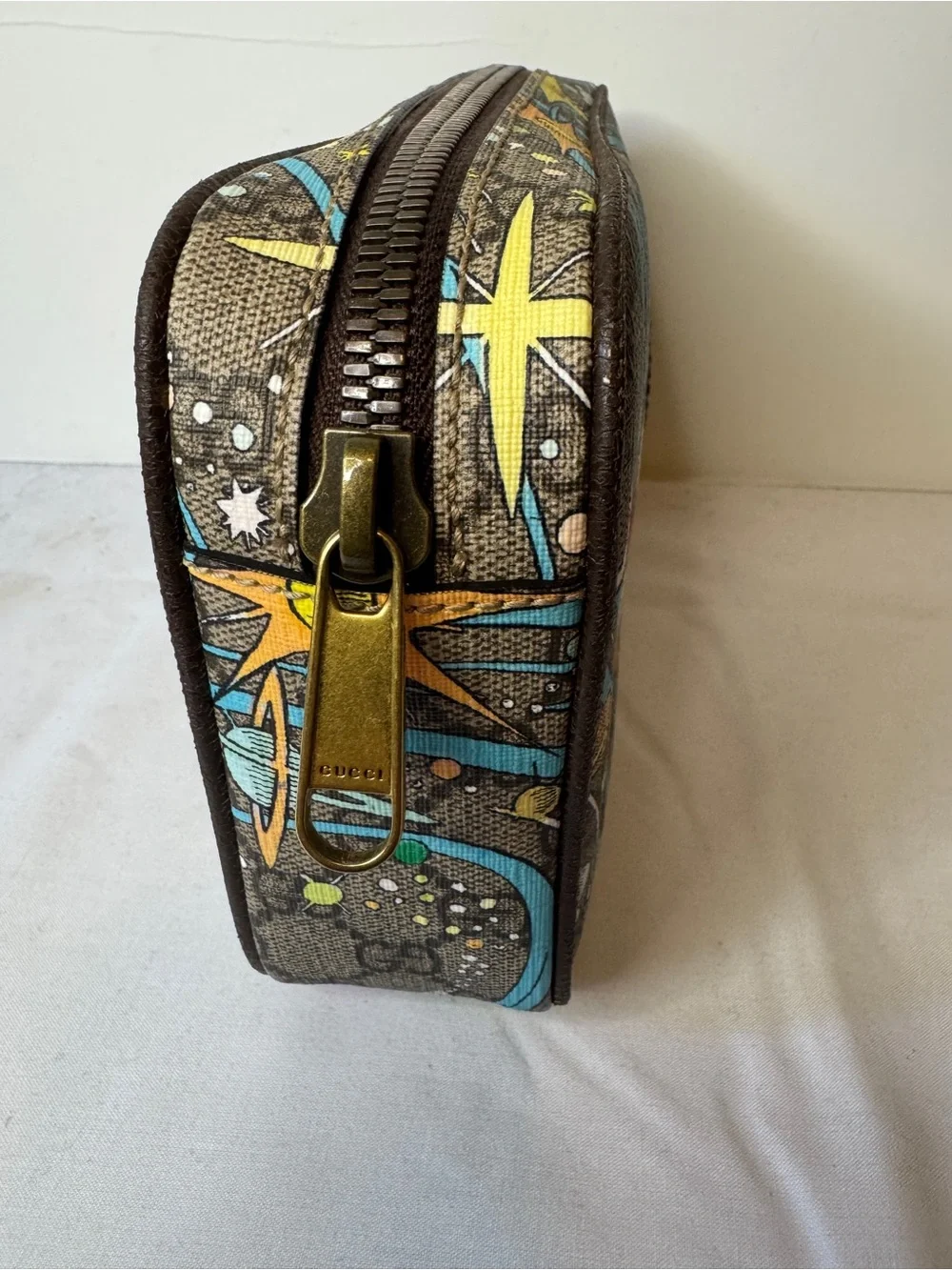 Gucci Brown Donald Duck Print Belt Bag with Blue Accents